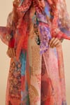 Pankaj & Nidhi_Multi Color Silk Organza Printed Floral Ornament Cape With Inner  _at_Aza_Fashions