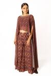 Buy_Rabani & Rakha_Purple Crepe, Georgette Sequins, Beads, Floral Print Cape And Palazzo Set _at_Aza_Fashions