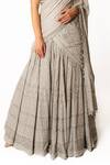 Buy_Rabani & Rakha_Silver Georgette Sequins, Cut Work V-neck Hand Embroidered Lehenga Set _Online_at_Aza_Fashions