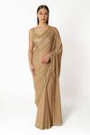 Rabani & Rakha_Gold Georgette Hand Embroidered Sequin Fern Jaal Saree With Blouse  _Online_at_Aza_Fashions