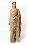 Rabani & Rakha_Multi Color Georgette Bandani Scallop Hem Pattern Saree With Blouse  _Online_at_Aza_Fashions