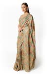 Buy_Rabani & Rakha_Multi Color Georgette Bandani Scallop Hem Pattern Saree With Blouse  _Online_at_Aza_Fashions