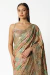 Shop_Rabani & Rakha_Multi Color Georgette Bandani Scallop Hem Pattern Saree With Blouse  _Online_at_Aza_Fashions