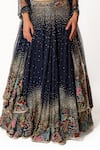 Buy_Rabani & Rakha_Blue Net, Georgette Sequins, Floral Resham Embroidered Lehenga Blouse Set _Online_at_Aza_Fashions