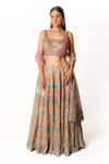 Rabani & Rakha_Multi Color Georgette Sequins Square Neck Kasab Hand Embroidered Lehenga Set _Online_at_Aza_Fashions