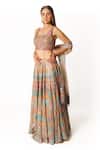 Shop_Rabani & Rakha_Multi Color Georgette Sequins Square Neck Kasab Hand Embroidered Lehenga Set _Online_at_Aza_Fashions