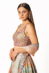 Rabani & Rakha_Multi Color Georgette Sequins Square Neck Kasab Hand Embroidered Lehenga Set _at_Aza_Fashions