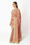 Buy_Rabani & Rakha_Pink Georgette Sequins, Embroidery Round Bandhani Pattern Saree With Blouse _Online_at_Aza_Fashions