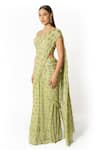 Buy_Rabani & Rakha_Green Georgette Sequins, Cut Work, Round Pattern Embellished Saree With Blouse _Online_at_Aza_Fashions