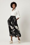 Shop_Varun Bahl_Black Rayon Printed Floral Blossom Skirt _at_Aza_Fashions
