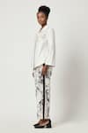 Shop_Varun Bahl_White Linen Printed Floral Trouser _at_Aza_Fashions