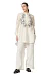 Buy_Varun Bahl_Ivory Chanderi Embroidered Thread Placement Tunic Top With Trouser _Online_at_Aza_Fashions