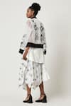 Varun Bahl_White Organza Applique Floral Stand Collar Bomber Jacket _Online_at_Aza_Fashions