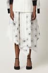 Shop_Varun Bahl_White Organza And Poplin Applique Floral Jacket Stand Bomber Skirt Set _Online_at_Aza_Fashions