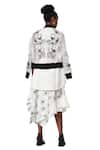 Varun Bahl_White Organza And Poplin Applique Floral Jacket Stand Bomber Skirt Set _at_Aza_Fashions
