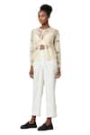 Buy_Varun Bahl_Ivory Net And Georgette Embroidery Floral Round Cardigan Trouser Set _Online_at_Aza_Fashions