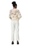 Varun Bahl_Ivory Net And Georgette Embroidery Floral Round Cardigan Trouser Set _at_Aza_Fashions