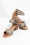 Buy_The Alter_Rose Gold Rhinestones Bella Embellished Block Heels _at_Aza_Fashions