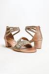The Alter_Rose Gold Rhinestones Bella Embellished Block Heels _Online_at_Aza_Fashions