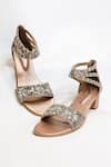 The Alter_Rose Gold Rhinestones Bella Embellished Block Heels _Online