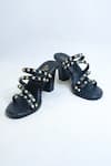 Buy_THE ALTER_Black Studs And Pearls Embellished Strappy Block Heels _at_Aza_Fashions