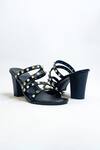 Buy_THE ALTER_Black Studs And Pearls Embellished Strappy Block Heels _Online_at_Aza_Fashions