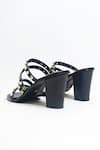 THE ALTER_Black Studs And Pearls Embellished Strappy Block Heels _Online