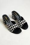 Shop_The Alter_Black Houndstooth Print Slip-on Block Heels _at_Aza_Fashions