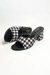 The Alter_Black Houndstooth Print Slip-on Block Heels _Online_at_Aza_Fashions