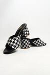 The Alter_Black Houndstooth Print Slip-on Block Heels _at_Aza_Fashions
