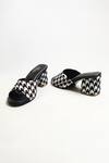 Shop_The Alter_Black Houndstooth Print Slip-on Block Heels 
