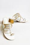 Buy_The Alter_White Thread Myra Work Slip-on Kolhapuri Block Heels _at_Aza_Fashions