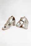THE ALTER_Silver Shimmer Embellished Block Heels_at_Aza_Fashions