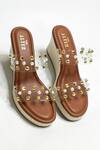 Shop_The Alter_Brown Golden Studs Abstract Studded Wedges _at_Aza_Fashions
