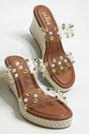 Shop_The Alter_Brown Golden Studs Abstract Studded Wedges _Online_at_Aza_Fashions