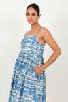 Rias Jaipur_Blue 100% Organic Cotton Printed Dabu Mud Resist Wide Neck Dress _at_Aza_Fashions