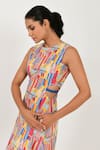 Buy_Rias Jaipur_Multi Color 100% Organic Cotton Hand Block Printed Striped Wide Pattern Dress _Online_at_Aza_Fashions