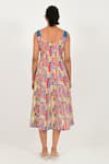 Shop_Rias Jaipur_Multi Color 100% Organic Cotton Hand Block Printed Striped Wide Dress _at_Aza_Fashions