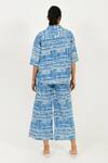Shop_Rias Jaipur_Blue Linen Printed Dabu Mud Resist Collar Shirt And Pant Set _at_Aza_Fashions