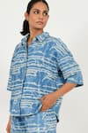 Buy_Rias Jaipur_Blue Linen Printed Dabu Mud Resist Collar Shirt _Online_at_Aza_Fashions