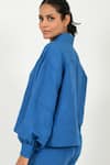 Shop_Rias Jaipur_Blue 100% Organic Cotton Solid Collar Puffed Sleeve Shirt _Online_at_Aza_Fashions