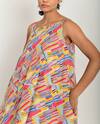 Rias Jaipur_Multi Color 100% Organic Cotton Hand Block Printed Sleeveless Dress _at_Aza_Fashions