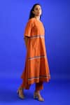 Rias Jaipur_Orange Handloom Placement Panel Round Popsicle Handwoven Cotton Kurta With Pant _Online_at_Aza_Fashions