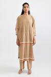 Rias Jaipur_Beige Handloom Placement Panel Round Sunburst Handwoven Cotton Kurta With Pant _Online_at_Aza_Fashions