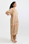 Rias Jaipur_Beige Handloom Placement Panel Round Sunburst Handwoven Cotton Kurta With Pant _at_Aza_Fashions