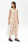 Buy_Rias Jaipur_Off White Organic Cotton Printed Dot V-neck Dress _at_Aza_Fashions