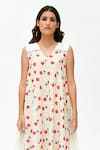 Buy_Rias Jaipur_Off White Organic Cotton Printed Dot V-neck Dress _Online_at_Aza_Fashions