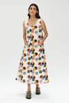 Buy_Rias Jaipur_Off White Organic Cotton Printed Polka Dot V-neck Dress _at_Aza_Fashions