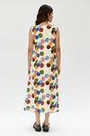 Shop_Rias Jaipur_Off White Organic Cotton Printed Polka Dot V-neck Dress _at_Aza_Fashions