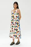 Buy_Rias Jaipur_Off White Organic Cotton Printed Polka Dot V-neck Dress _Online_at_Aza_Fashions